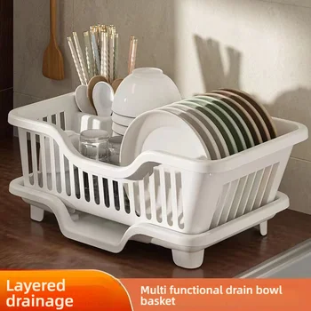 Dish Drying Rack with Drain Board – Kitchen Utensil & Plate Organizer 1
