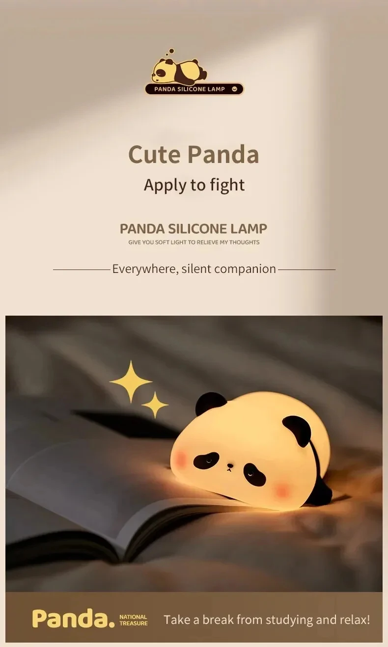 Description Picture 3 of itemPangda Gift Silicone Pat Lamp LED Bedside Lamp Christmas Pat Silicone Night Light Charging Companion Sleep Lamp Outdoor Camping
