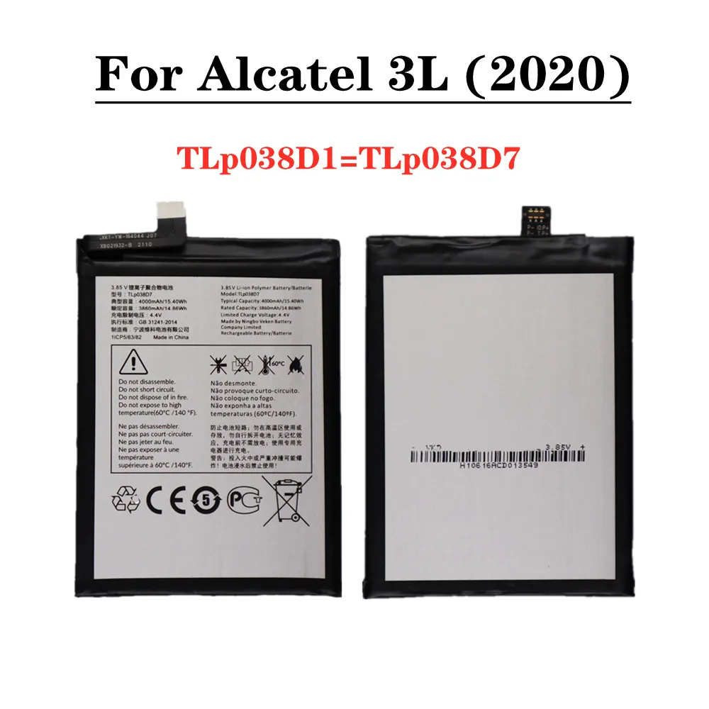 

New TLP038D7 TLP038D1 High Quality Battery For Alcatel 3L 2020 5029D 4000mAh Replacement Phone Battery Batteries