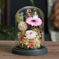 15*22cm Middle Size Glass Dome Vase Home Decoration EVA Grey Blue Base Transparent Cover DIY Wedding Prop Friend Favor Gift 1