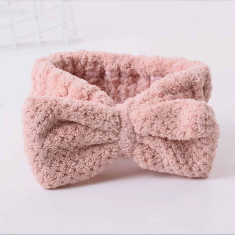 1pcs Women Coral Fleece Elastic Hair Bands Soft Bow Makeup Wash Face Hairbands Hair Accessories Cute Sports Yoga Headband