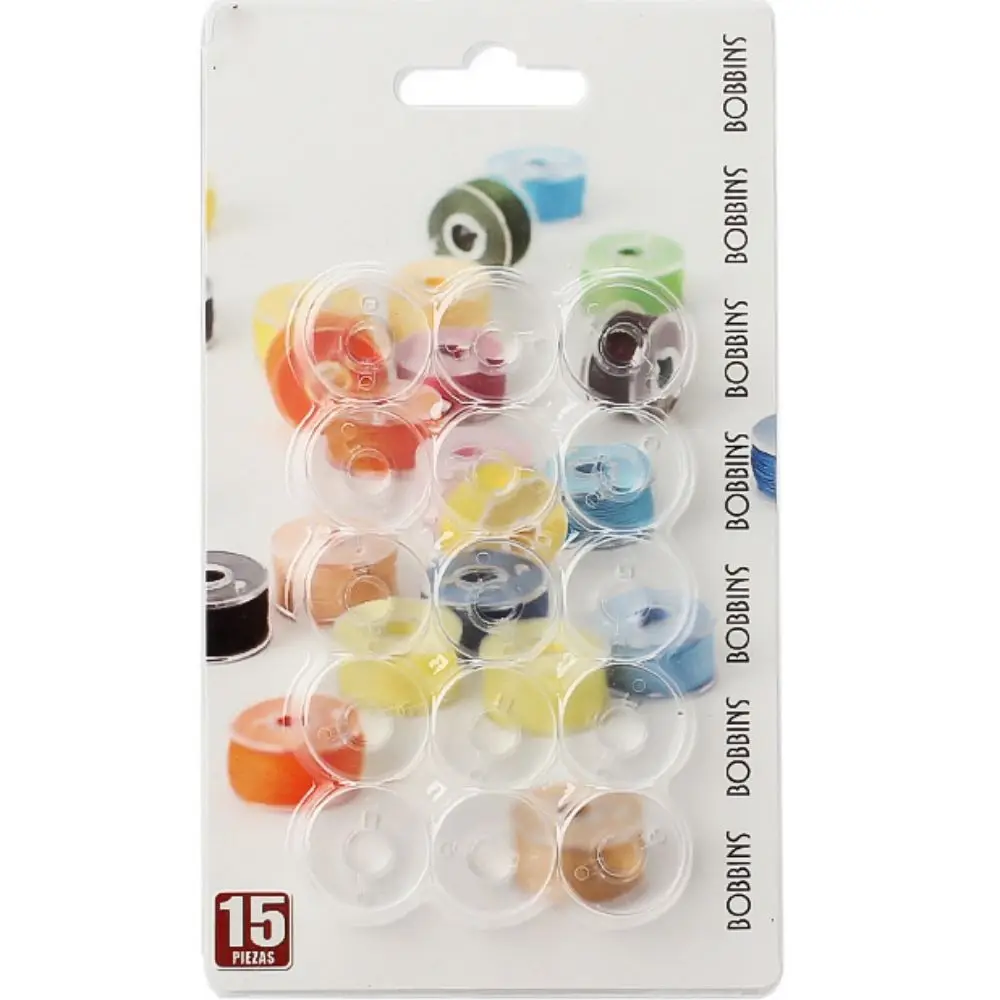 Chainho,Plastic Sewing Machine Bobbins Spools,Without Thread,DIY Sewing Tools Accessories,1Pack=15 Pieces,9 Color Available,SX03