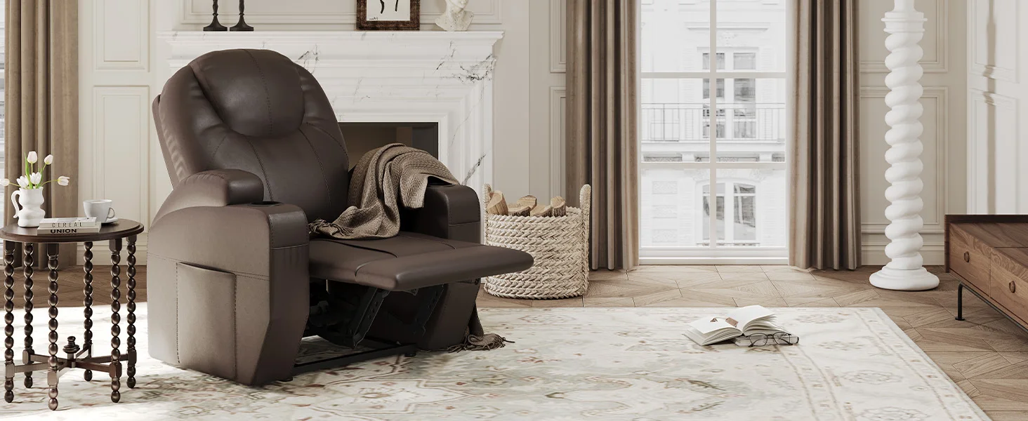Power Lift Recliner Chair for Elderly,PU Leather Lift Chair Sofa w/Cup Holders, Side Pockets for Living Room Bedroom
