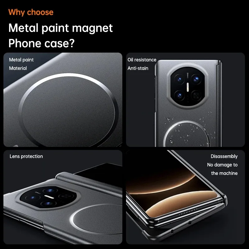 MagSafe Electroplated Frosted Magnetic Hard PC Phone Case - Shockproof Hinge Cover