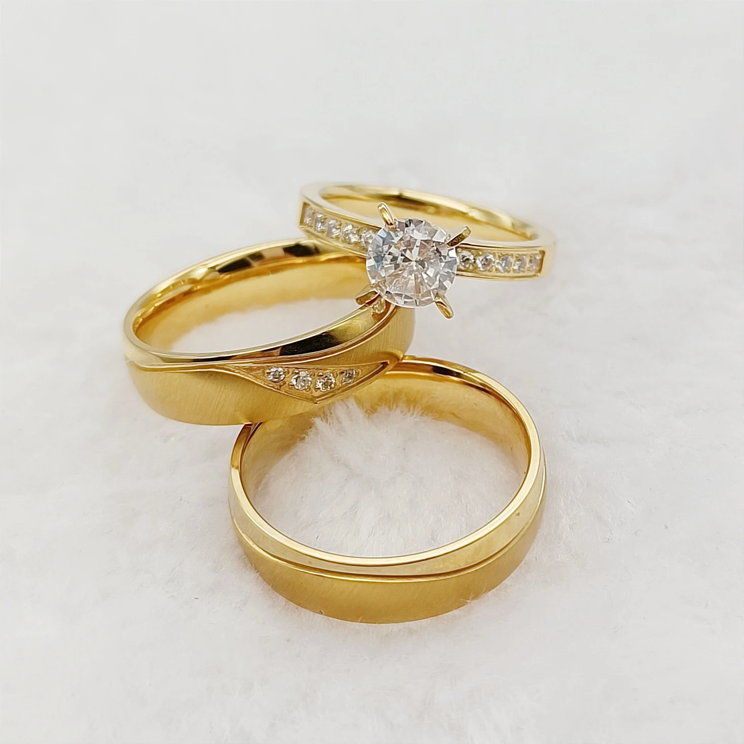 Juego de anillos de compromiso de boda para hombres y mujeres