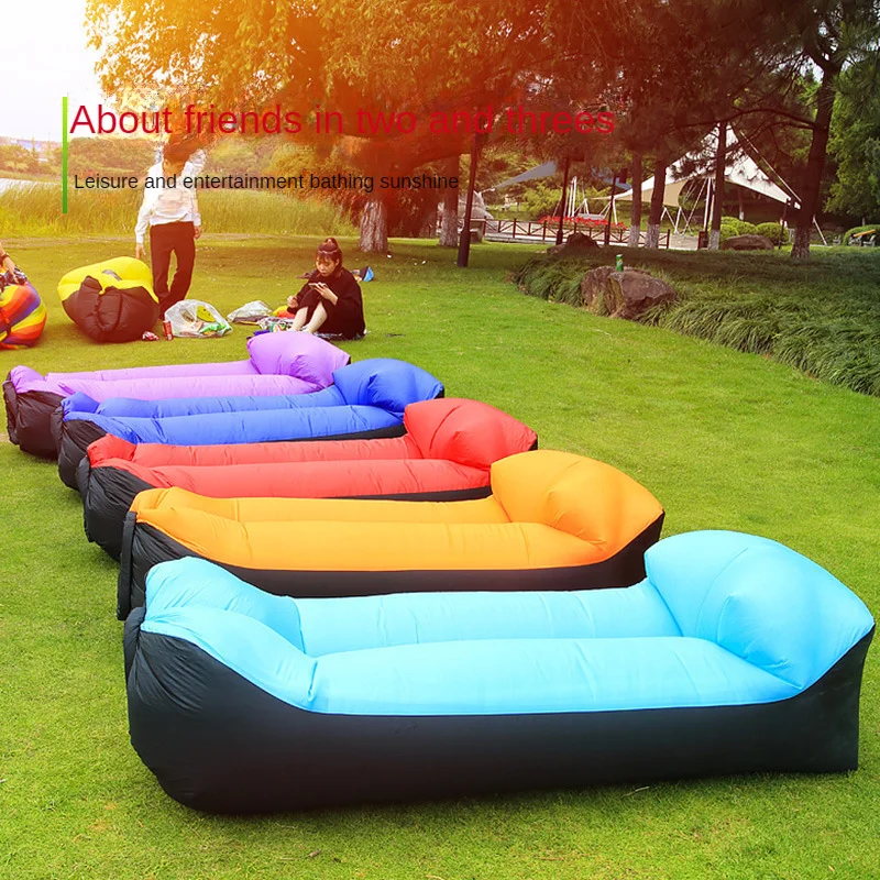 Outdoor portable lazy inflatable sofa pillow water beach grass park air bed foldable sleeping bag