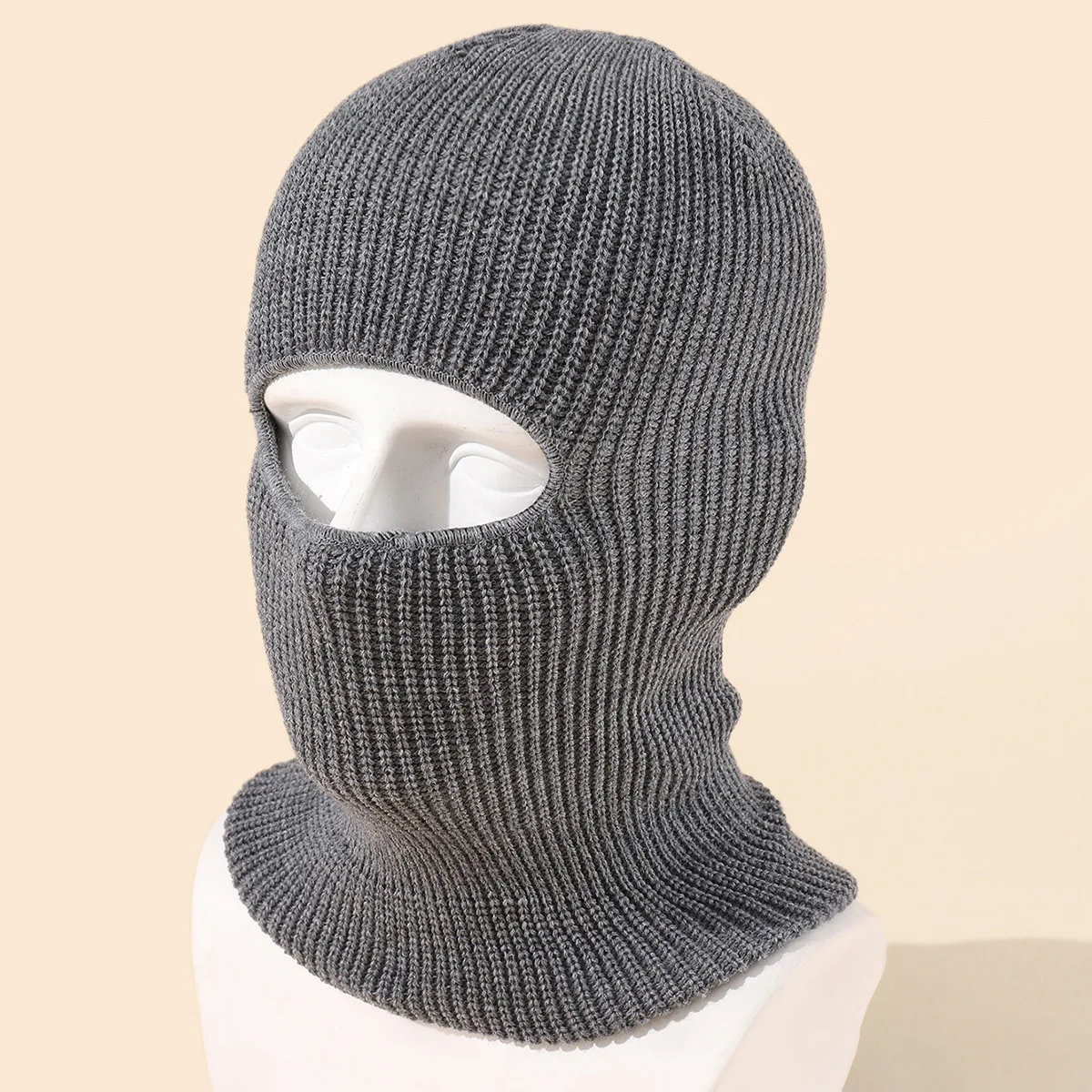 Unisex Full Face Cover 1 Hole Ski Mask Balaclava Beanies Hats for Men Women Windproof Knit Hat Winter Warm Caps Cycling Cap