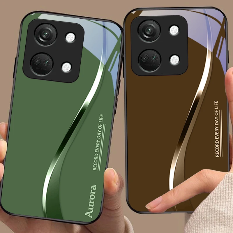 Two-Tone Stripes Black Tempered Glass Phone Case