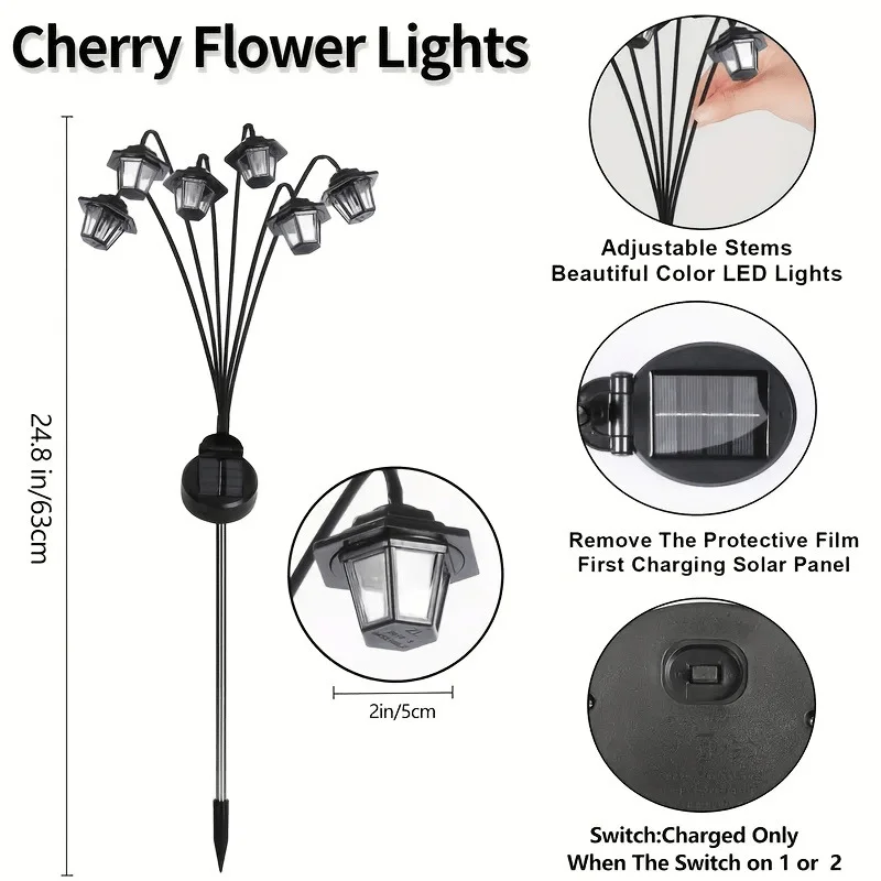 รูปสินค้า โคมไฟสวนสไตล์วินเทจ 3/6 LED โซลาร์เซลล์