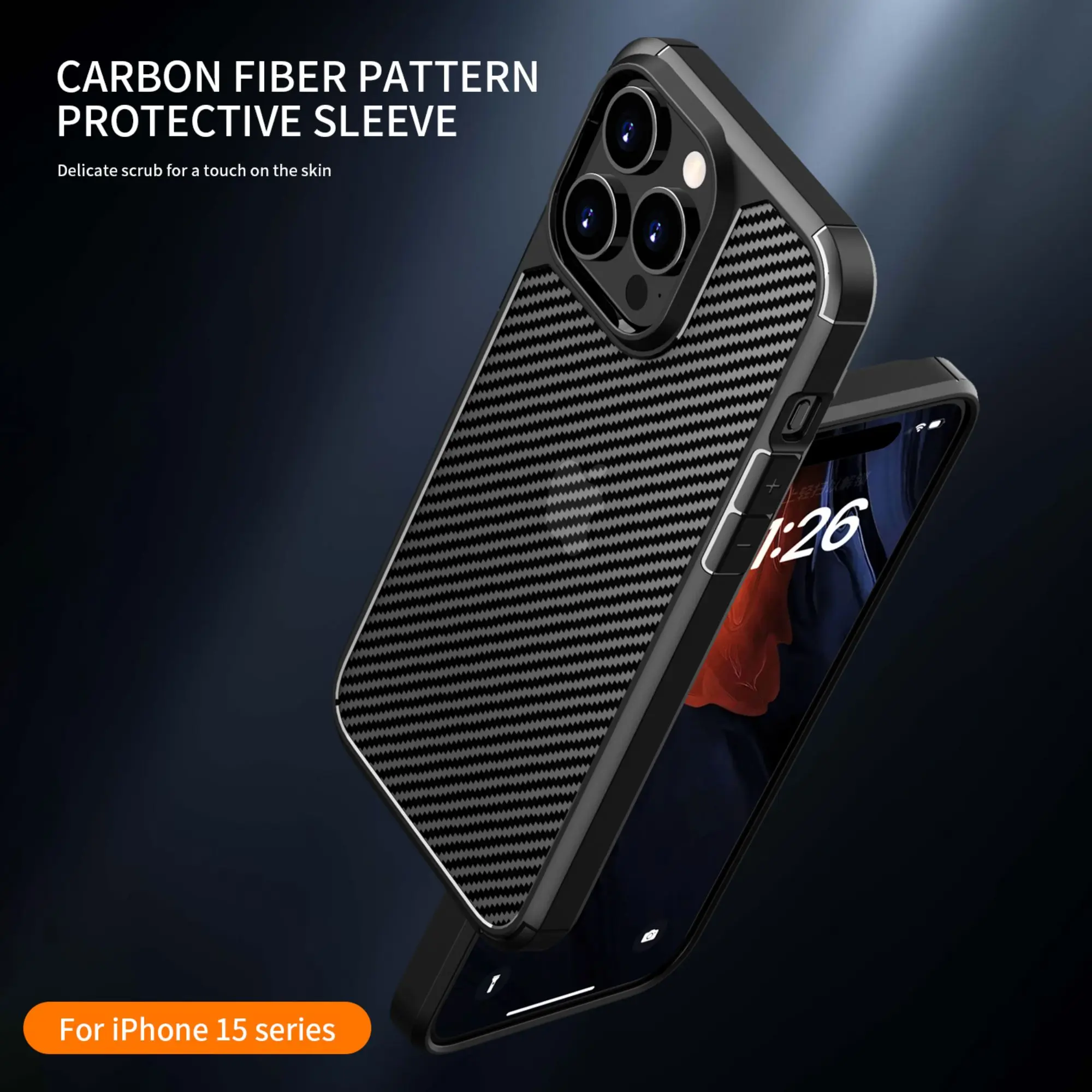 

IPAKY for iPhone 15 Case 15 Pro 15 Plus Case Translucent Armor Carbon Fiber Airbags Shockproof Cover for iPhone 15 Pro Max Case