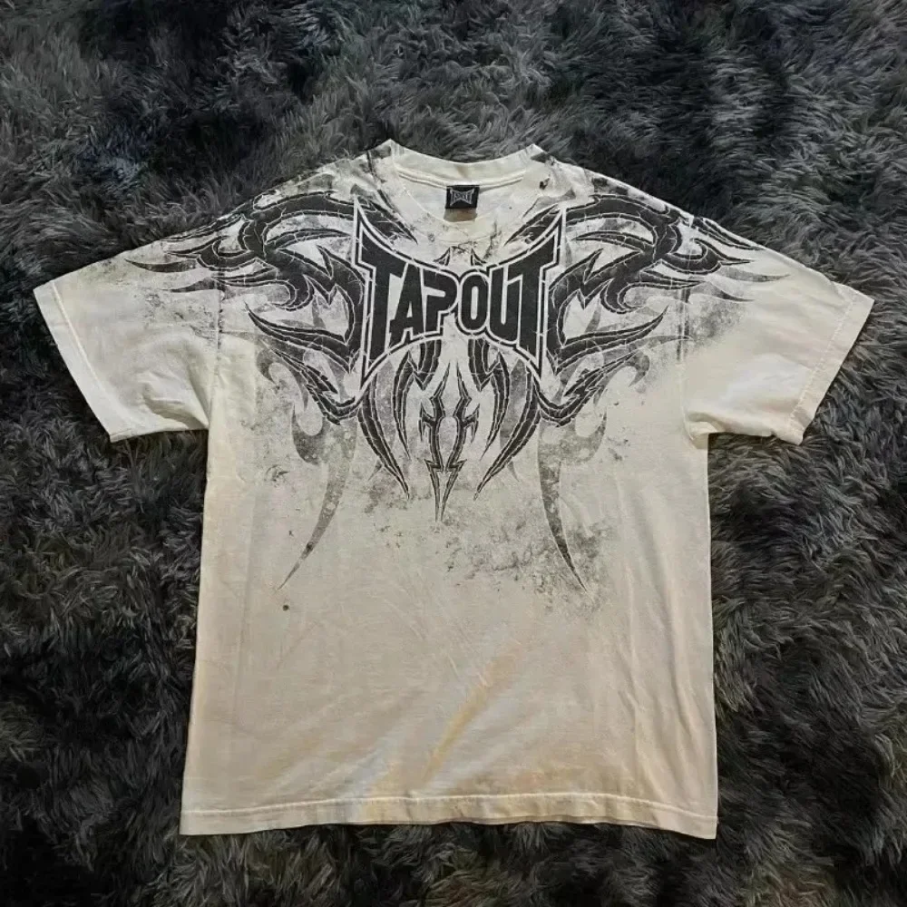 TAPOUT New Y2K Red  Printing T-shirt Men Hip Hop Round Neck Oversized Short Sleeve Casual Gothic Tee Clothing Kids Tshirt Tops 3