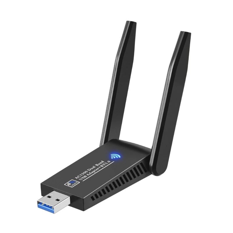 

USB3.0 Wifi Adapter 1300Mbps BT5.0 Wireless Network Card with Antennas Dual-Band 2.4G/5G Wlan Receiver for PC Laptop