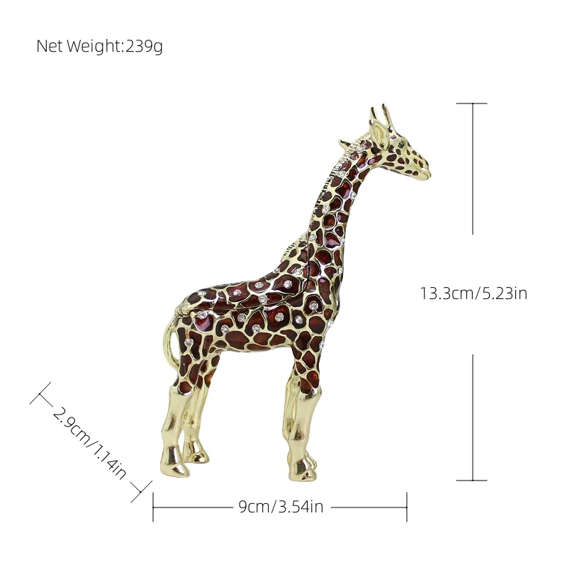 SHINNYGIFTS Handgefertigte Zinn-Emaille Giraffen-Schmuckbox Ornament Tischdekoration Box – Detail 1