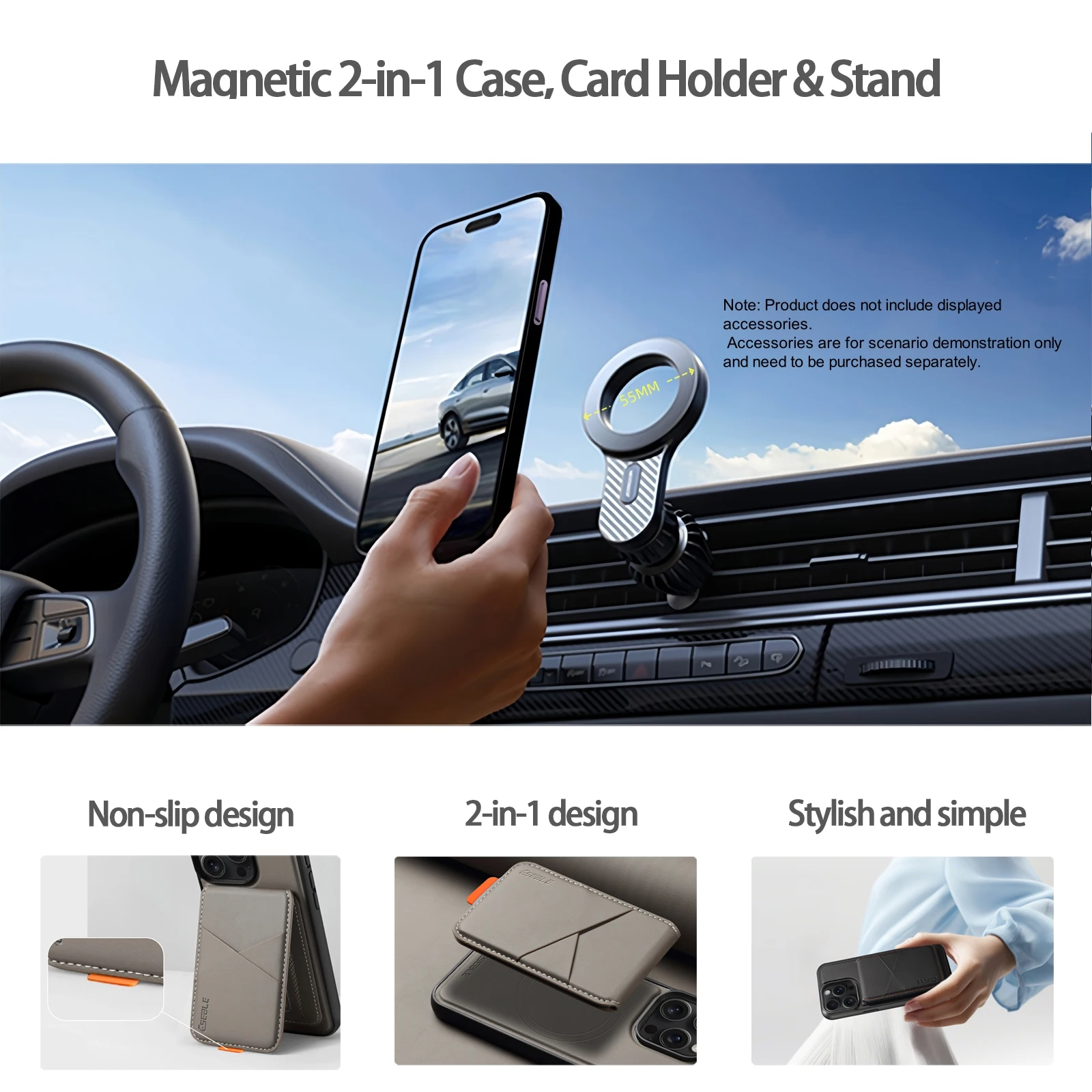 Premium 2-in-1 Detachable Magnetic Leather Wallet Case with Card Holder