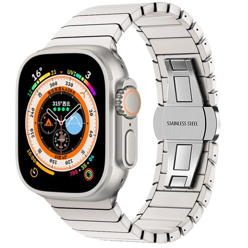 

Ремешок из нержавеющей стали для Apple Watch band 45 мм 44 мм 40 мм 38-42-41 мм, звеньевой браслет 316L для iWatch series 8 7 6 5 4 3 SE Ultra 49 мм