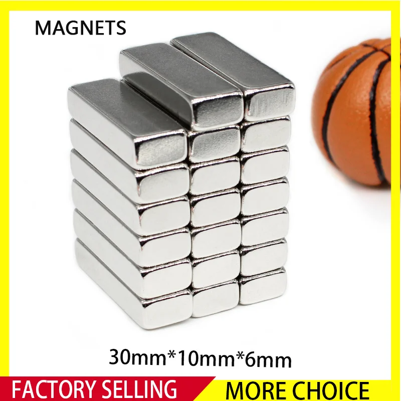 

50PCS Block Neodymium Magnet 30x10x10 mm Super Strong Magnetic N35 Powerful imane 30x10x2 30x10x3 30x10x4 30x10x5 30x10x6mm