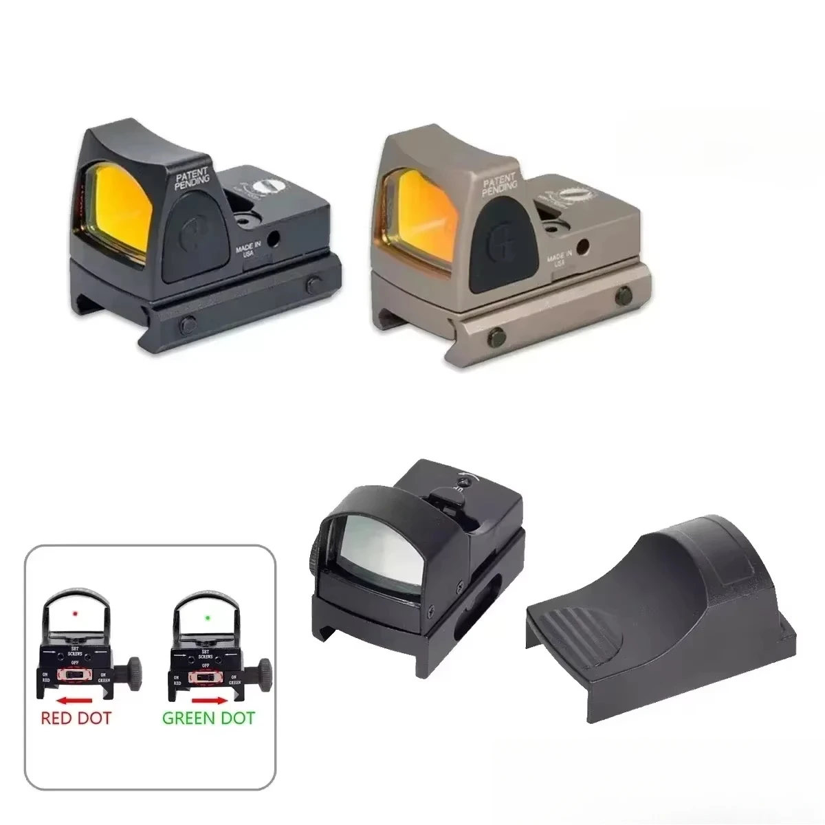 Tactical Rifle Scope R Red Dot Reflex Sight For Airsoft Rifle Pistol 20mm Rail Picatinny With Glock Rear Sight Mount