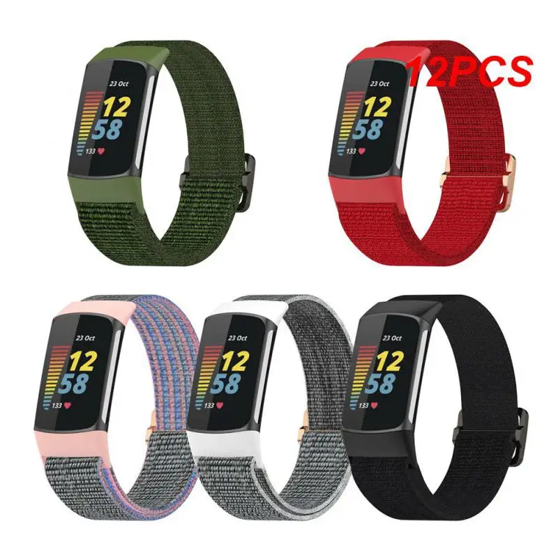 

12PCS Nylon Strap for Fitbit Charge 5 Smart Watch Sports Nylon Weave Loop Bracelet Wristband Correa Pulsera for fitbit Charge 5