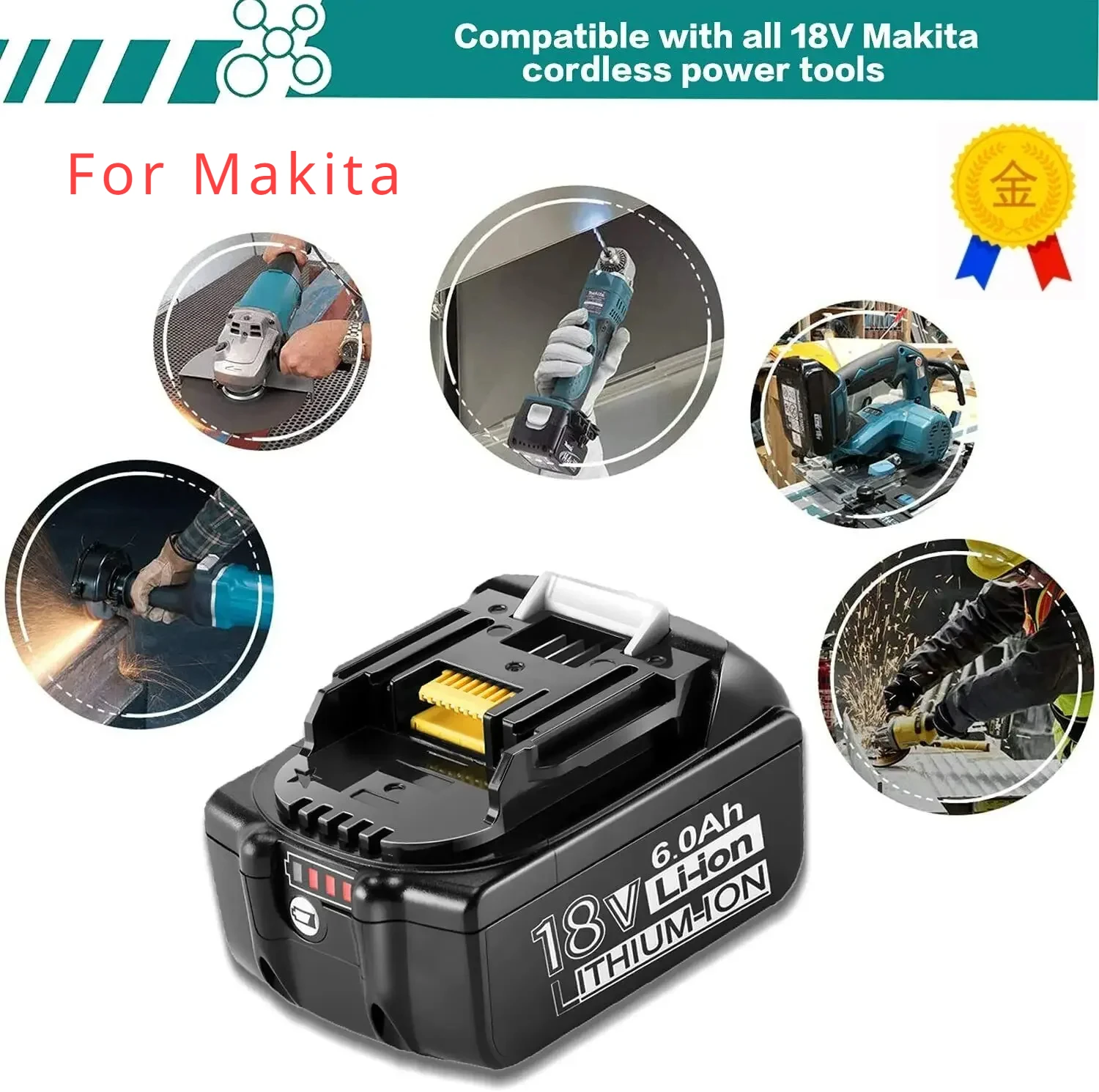 

Batterie De Remplacement, Lithium-ion, 18V, 6000MAH, Rechargeable Pour MAKITA BL1860B BL1880 BL1830 BL1850 BL1860B+Free Shipping