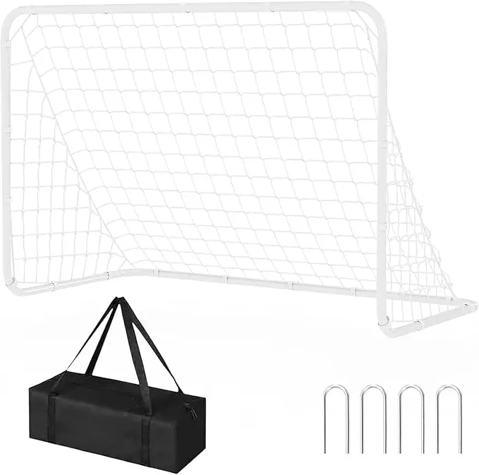 6x3x4FT Tragbares Stahl-Fußballtor, Robustes Netz, Langlebiges PE-Netzgewebe, Stabiler Metallrahmen für Hinterhof-Training, Jugendliche & Erwachsene – Detail 2