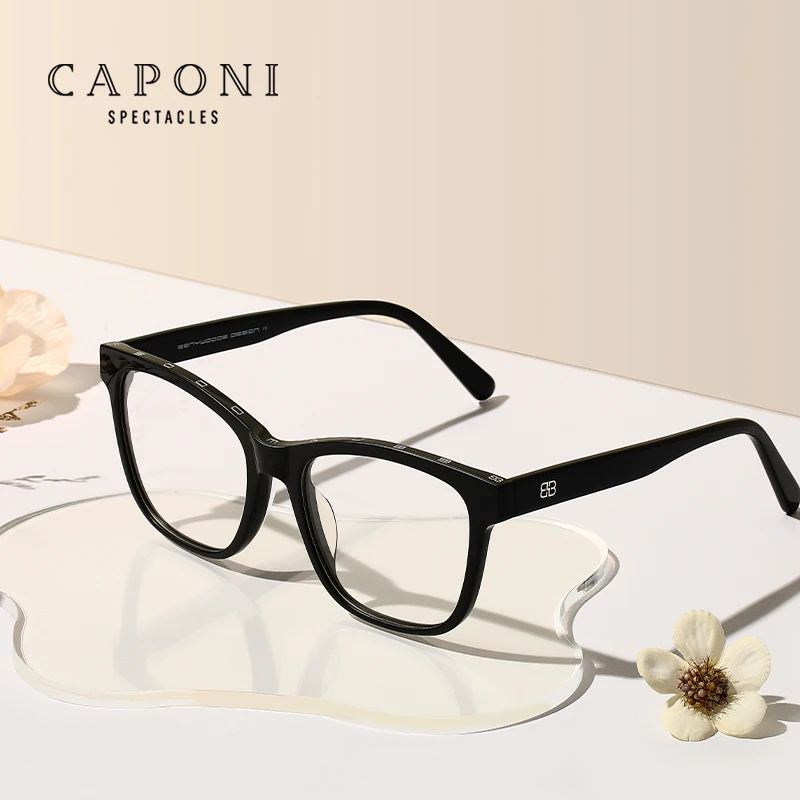 CAPONI Acetate Frame Glasses For Women Germany Brand Design Anti Blue