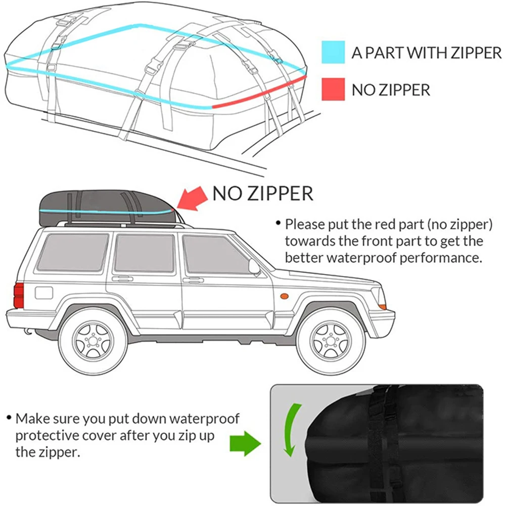 600D Waterproof Roof Cargo Bag Large Capacity Car Roof Top Luggage Carrier 4
