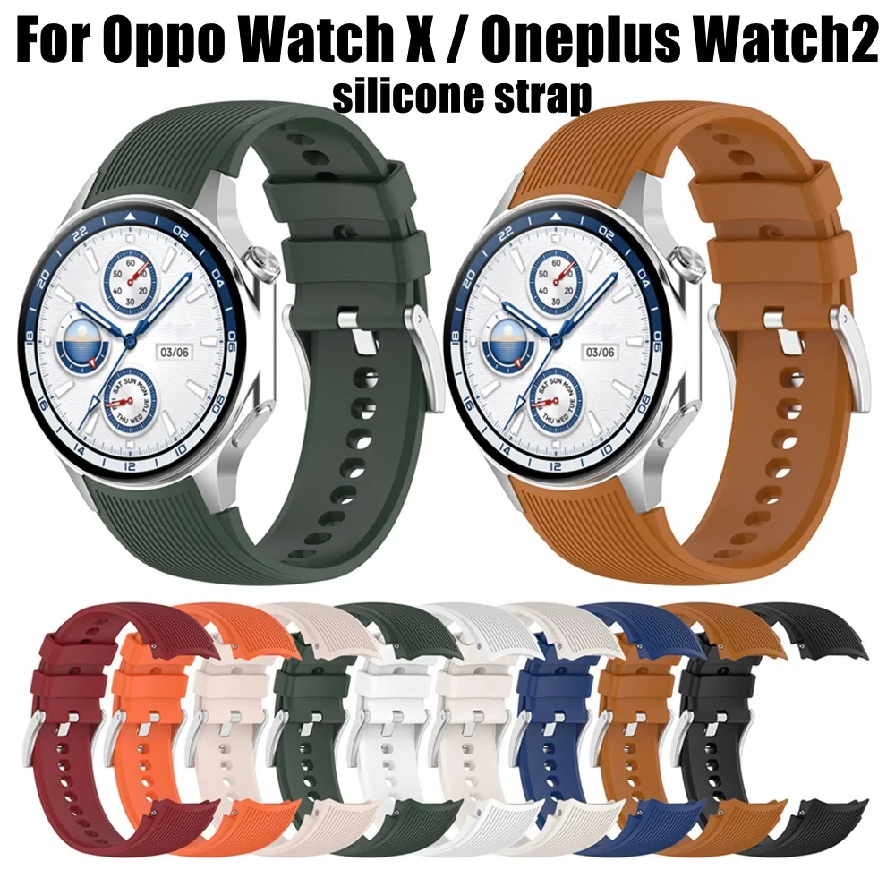 Breathable Silicone Watch Strap with Stripe Pattern and Needle Buckle