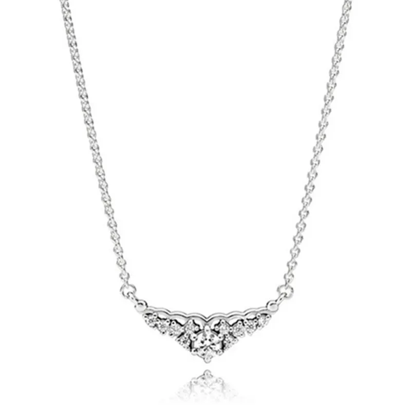 

Original Fairytale Tiara Inspired With Crystal Necklace For Women 925 Sterling Silver Bead Charm Necklace Fashion Jewelry