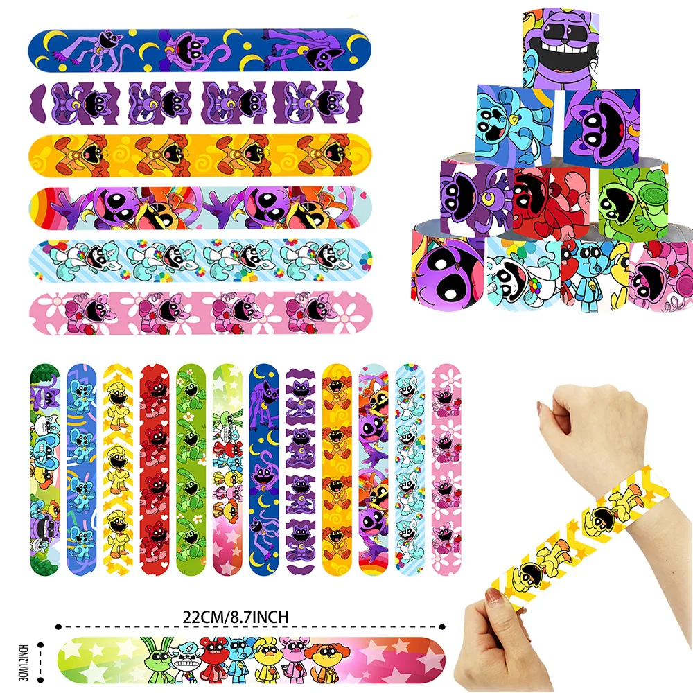 

Smiling Critter Themed Slap Bracelet Snap Wristband Party Favor Bag Filler Pinata Toy Trophy for Kids Boys Birthday Party Favors