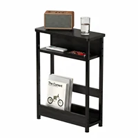 Table d'appoint étroite avec étagère de rangement, table d'appoint mince à 3 niveaux avec porte-revues, tables fines de canapé modernes pour petits espaces 4