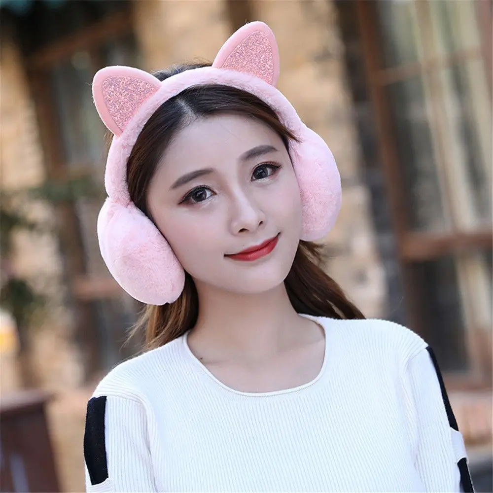Giovacker Kids Cat Ear Baseball Cap - Shiny Sequins, Adjustable, Mesh Back, Rhinestone Decor, One Size