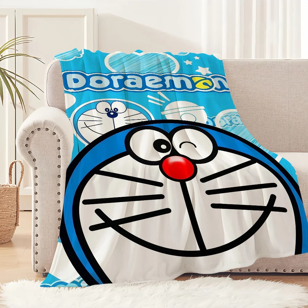 Cute Cartoon D-Doraemon Cat Blanket Plush Nap Sofa rug for Living Room Warm Office Bedroom Birthday Home Travel Kid Gifts 2