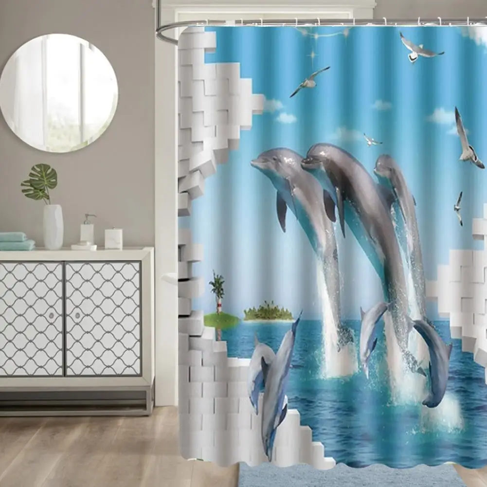 180x180cm Waterproof Shower Curtain with Stunning Print-Polyester Bathroom Decor Accessory