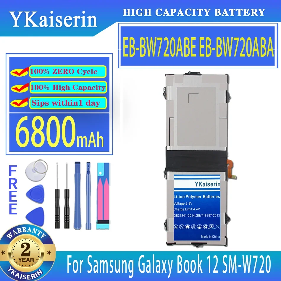 

YKaiserin 6800mAh Battery EB-BW720ABE EB-BW720ABA For Samsung Galaxy Book 12 SMW720 Chromebook Titan V2 XE520QAB XE521QA SMW727V