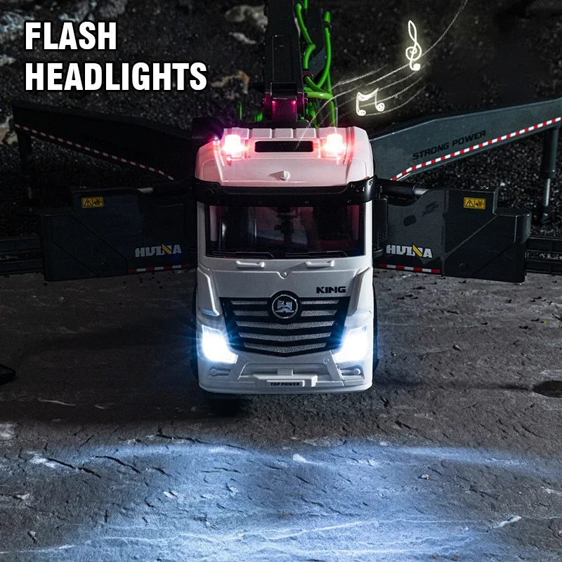 Huina Large Rc Truck 1/18 11Ch Semi-Alloy Remote Control Cement Pump Truck Engineering Construction Car for Boys Kids Gift