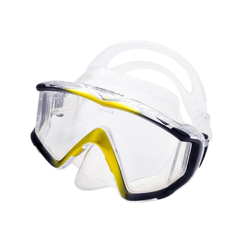 

Multi sided tempered glass deep diving mask, floating surface mirror, scuba triple