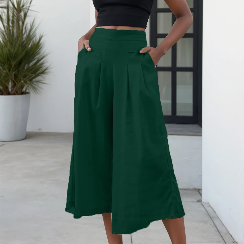 2025 Female Summer Pants for Women Cotton Linen Plus Size Wide Leg Pants Solid Elegant Loose OL Young Fashion Daily Elastic Pant - Image 5