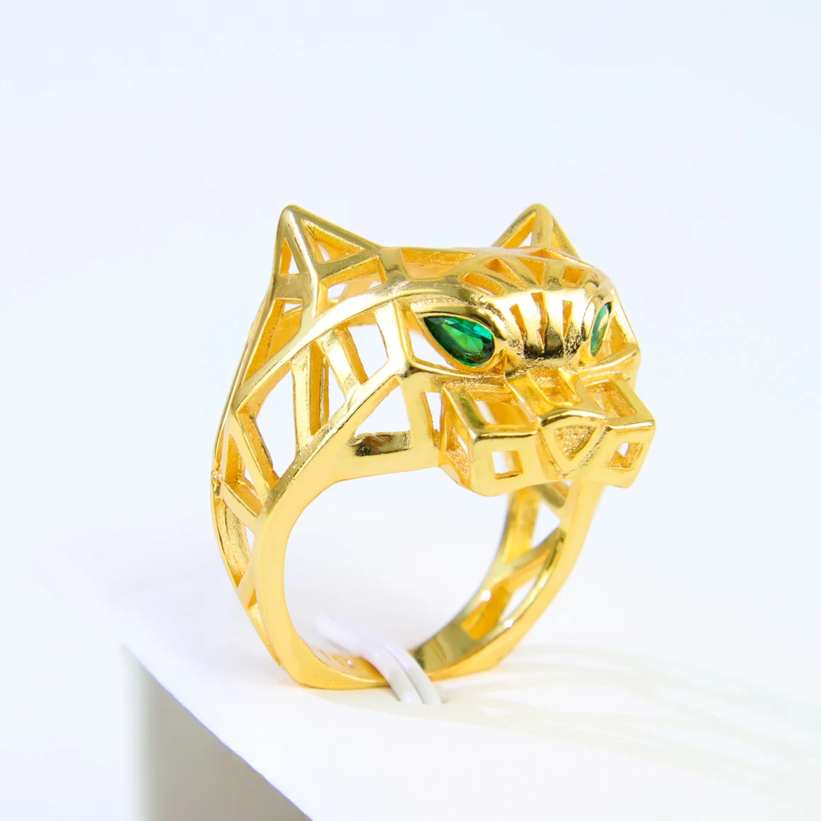 Luxus Hip Hop Leopard Kopf Große Ringe 21k Gold Überzogene Dubai Zirkonia Mode Panther Ring Nahen Osten Punk Schmuck – Detail 13