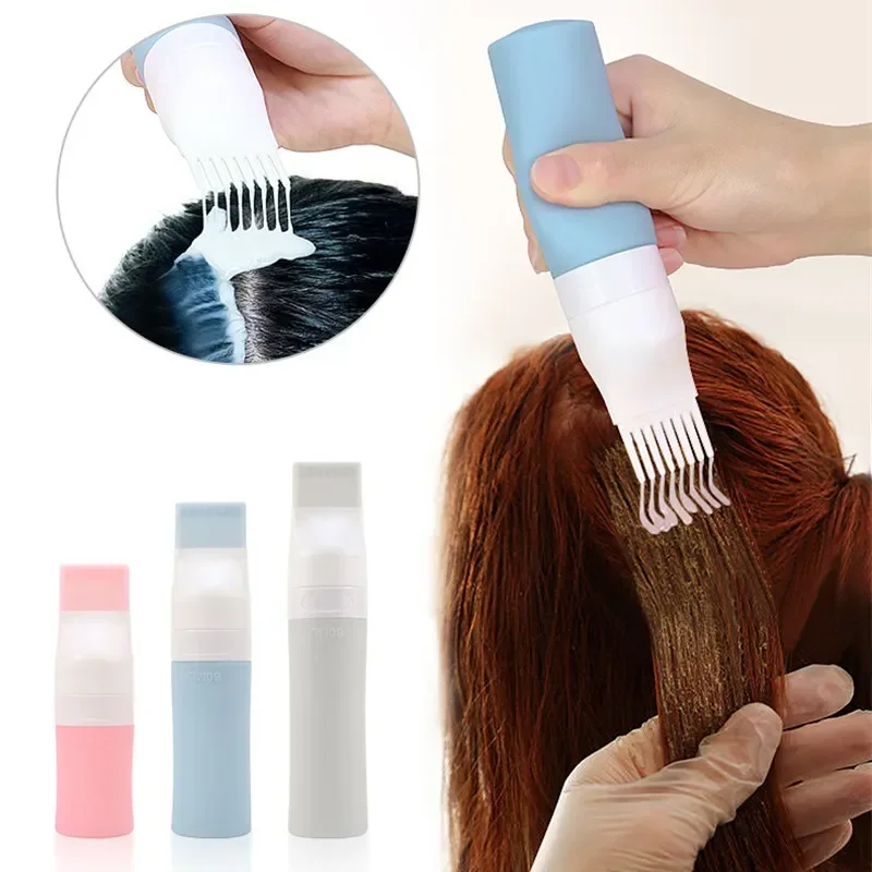 38/60/80ml Multicolor Silicone Hair Dye Refillable Bottle Applicator Comb Dispensing Salon Hair Color Hairdressing Styling Tool
