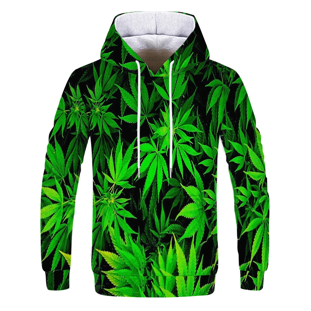 

3D Print Weed Hoodies Tops Pullover Men/Women Hooded Sweatshirts Casual Green Weed Leaf Hoodie Weed 3D Hoodies Jacket Homme