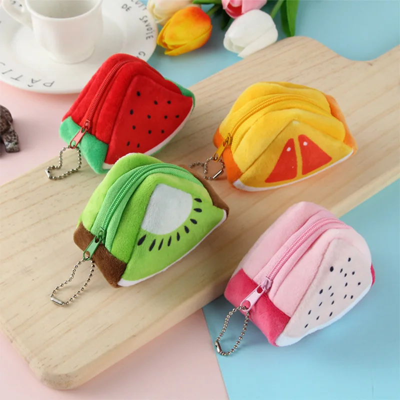 Plush Coin Purse Cartoon Fruit 10cm Triangle Coin Wallet Storage Bag Pendant Children's Gifts