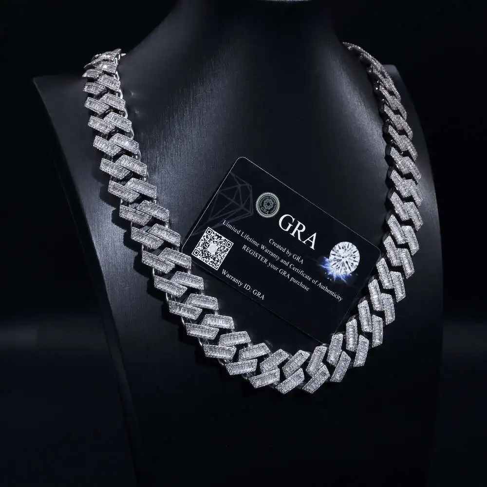 

22mmhigh End European and American Popular Trendy Hip-hop Street Fashion Diamond 925 Silver Cuban Necklace
