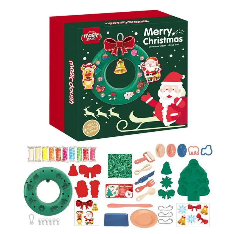 

Christmas DIY Clay Set Christmas Toy Clay DIY Set Stretchable Wreath Making Toy Learning Education Toys For Craft Classes Holida