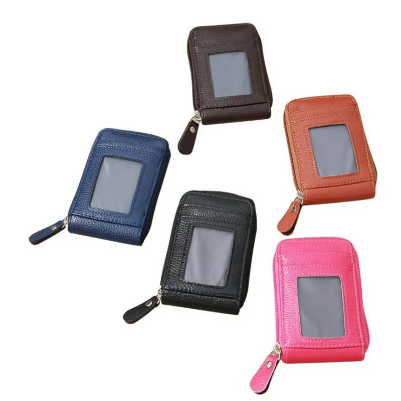 Cremallera Segura Cartera Hombre Cuero Con RFID - 9 Tarjetas, Cremallera Y Cadena Extraíble Cartera Con Cadena
