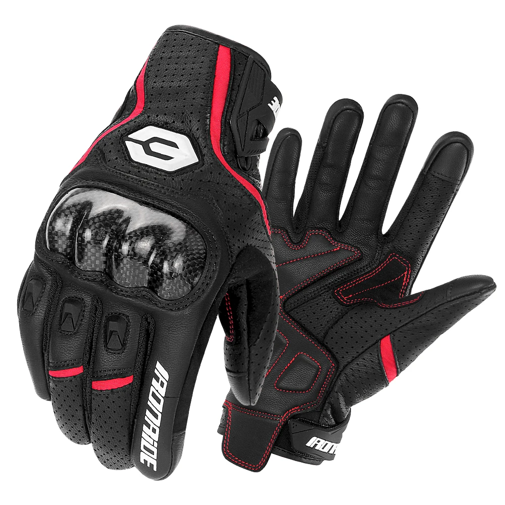 Premium Leather Motorcycle Gloves – Breathable, Touch Screen-Enabled Racing Design