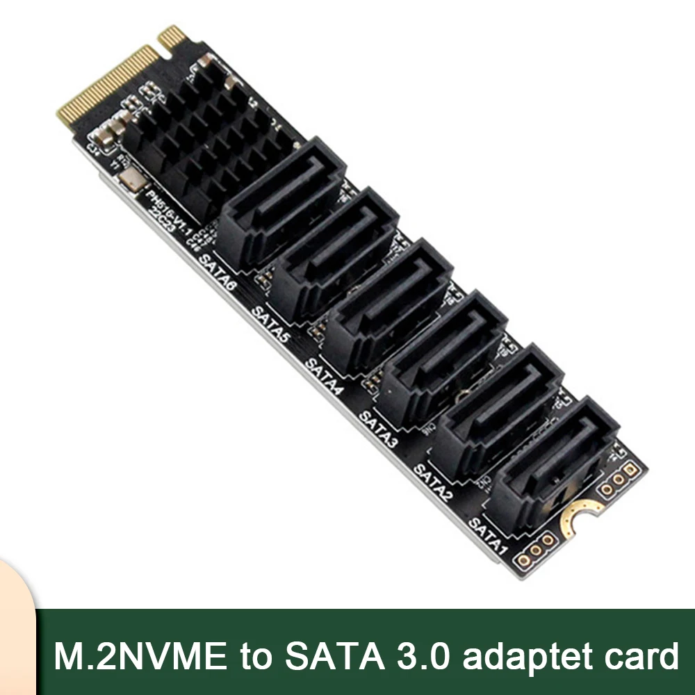 

M.2 NVME M-Key PCIE 3.0 to SATA 6Gbps 6-port expansion Card NAS Synology hard drive Extended PCI-E Adapter Riser ASM1166 PM