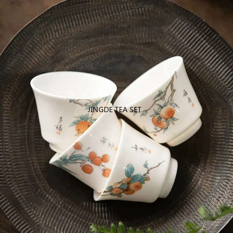 Fine ceramic tea cups hand-painted floral travel tea bowls Pu erh master cups tea set accessories personal meditation cups