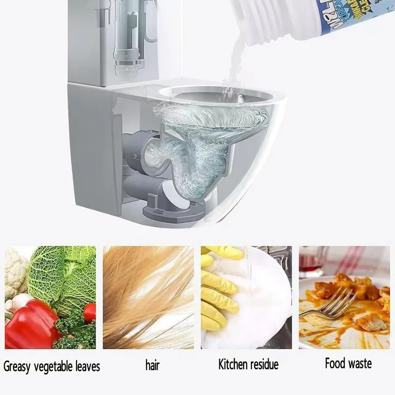 Sink&Drain Cleaner Powder High-Efficiency Clog Remover with Fast Foaming Kitchen Sewer Toilet Pipe Dredge Deodorant