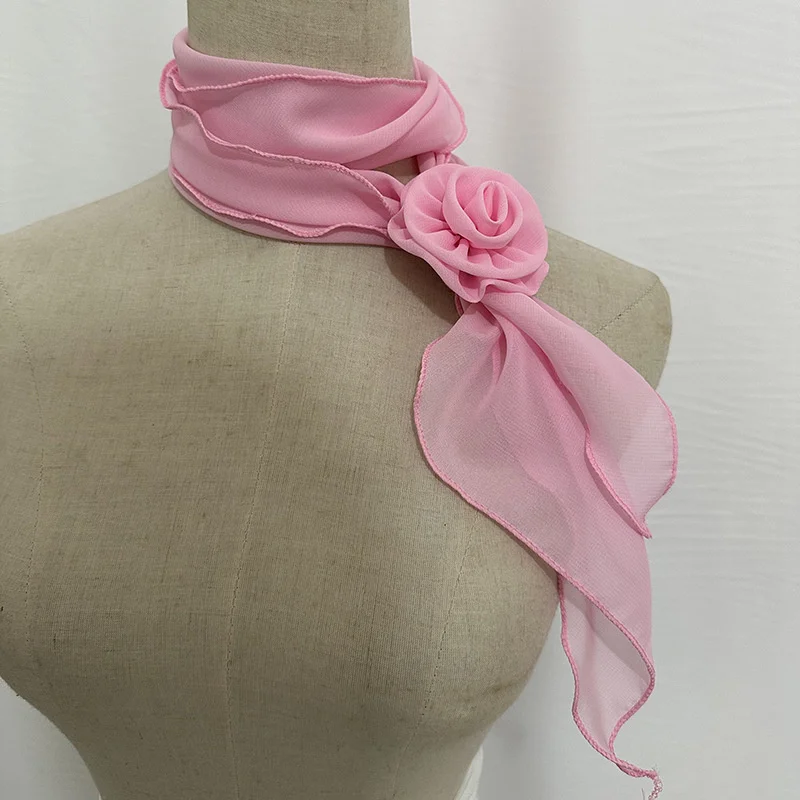 26 farben Dekorative Kopftuch Solide Rose Geknotet Schal Schal Schal Blume Sonnencreme Kopftuch Damen Büro Schal – Detail 15