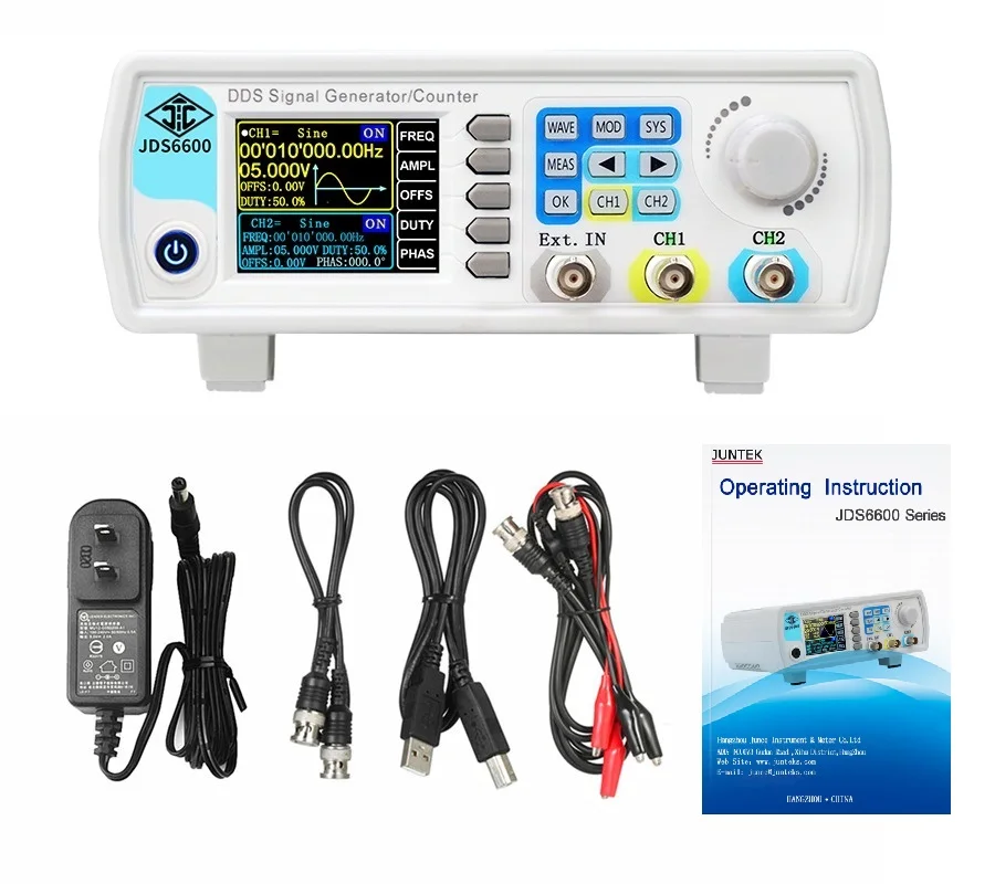 JDS6600 15/30/40/50/60MHz DDS Function Signal Generator/Source Dual/2-CH Frequency Meter Arbitrary Waveform Pulse Generator 6
